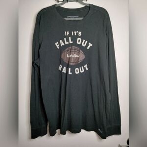 Life is Good (Size XXL) Men's Dark Gray Football Graphic LS Crusher T-Shirt